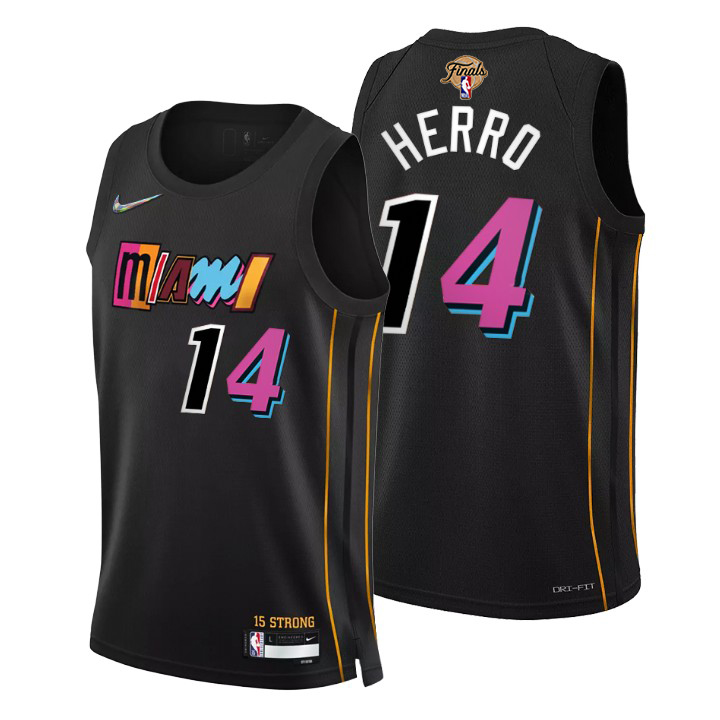 Miami Heat #14 Tyler Herro Men'S Black 2023 Nba Finals Patch Swingman ...