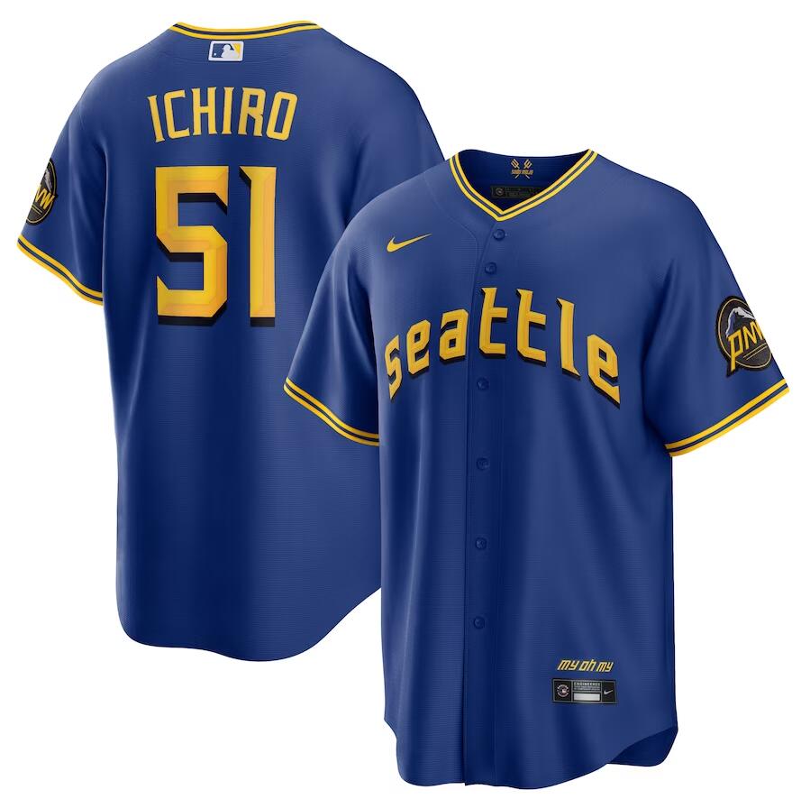 Seattle Mariners 51 Ichiro Suzuki Men'S Royal 2023 City Connect Player